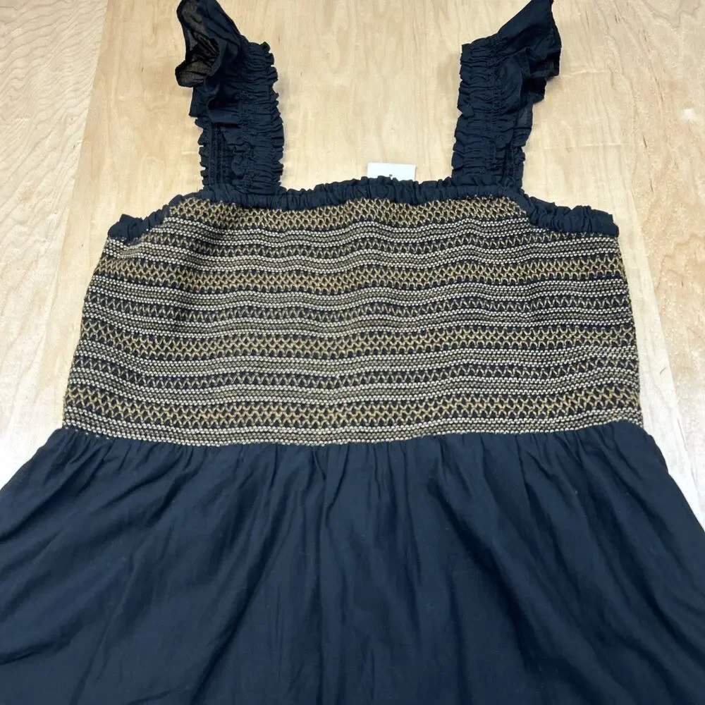 J.Crew Smocked Tiered Dress Women’s Medium Black Cotton Ruffle Straps NWT - Picture 11 of 11